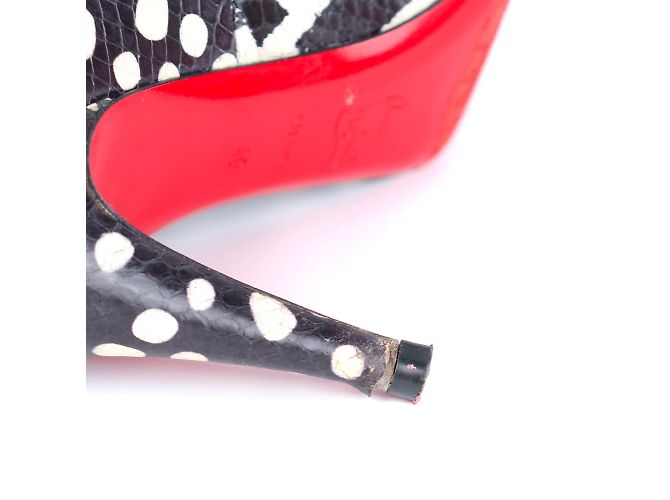 Christian Louboutin LOUBOUTIN - Plum pumps in black and white python (T40) - view 6