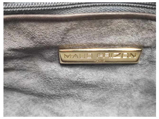 Maud Frizon Leather and suede Cabas shoulder bag Dark grey Dark brown Gold hardware - view 6