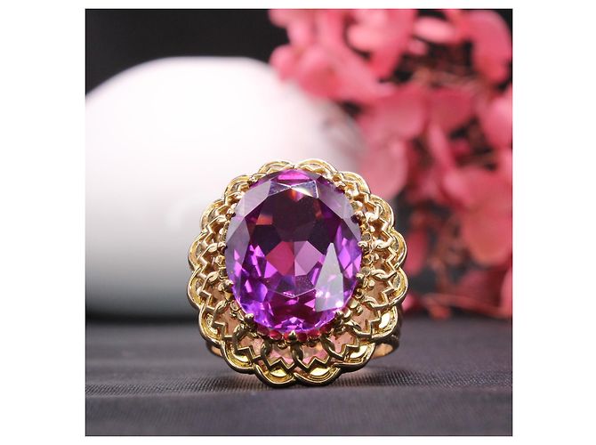 Autre Marque Gelbgold-Lila-Topas-Ring 18 Karat Gold hardware - Ansicht 2