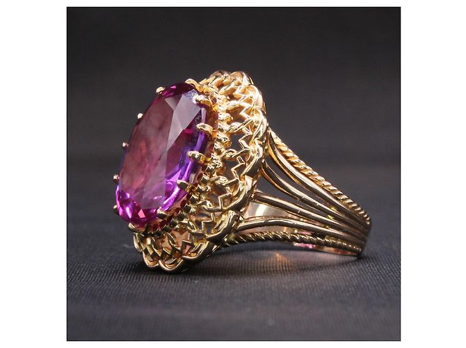 Autre Marque Gelbgold-Lila-Topas-Ring 18 Karat Gold hardware - Ansicht 4