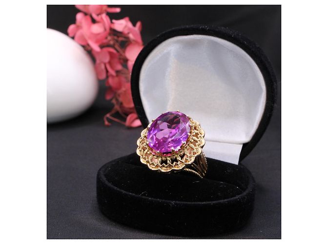 Autre Marque Gelbgold-Lila-Topas-Ring 18 Karat Gold hardware - Ansicht 8