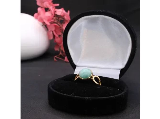 Autre Marque Anillo de oro amarillo con piedra verde ovalada y engaste de bisel 18 quilates Gold hardware - vista 8