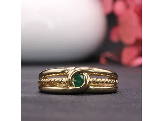 Autre Marque Bisel de anillo de esmeralda engastado en oro amarillo 18 quilates Verde oscuro Gold hardware - vista 2