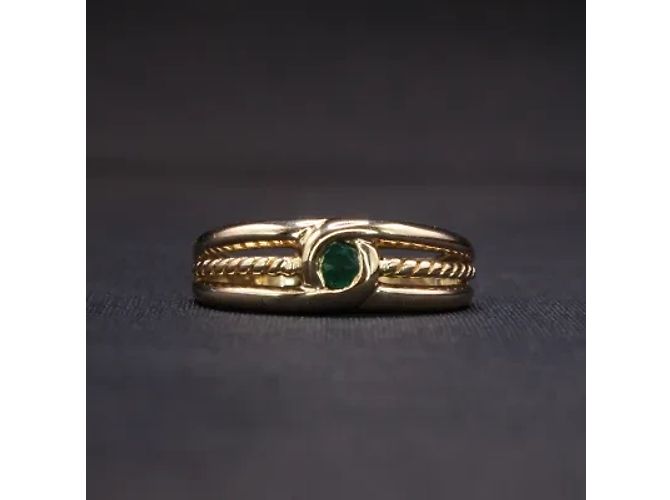 Autre Marque Bisel de anillo de esmeralda engastado en oro amarillo 18 quilates Verde oscuro Gold hardware - vista 3