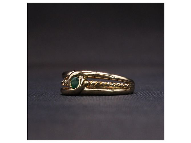 Autre Marque Bisel de anillo de esmeralda engastado en oro amarillo 18 quilates Verde oscuro Gold hardware - vista 4