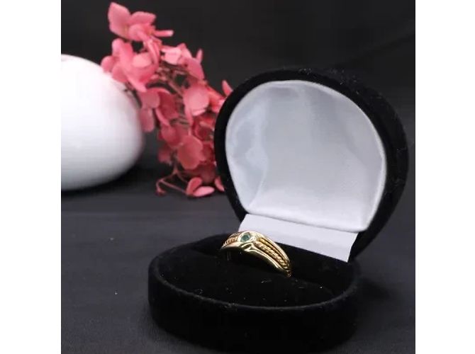 Autre Marque Bisel de anillo de esmeralda engastado en oro amarillo 18 quilates Verde oscuro Gold hardware - vista 8