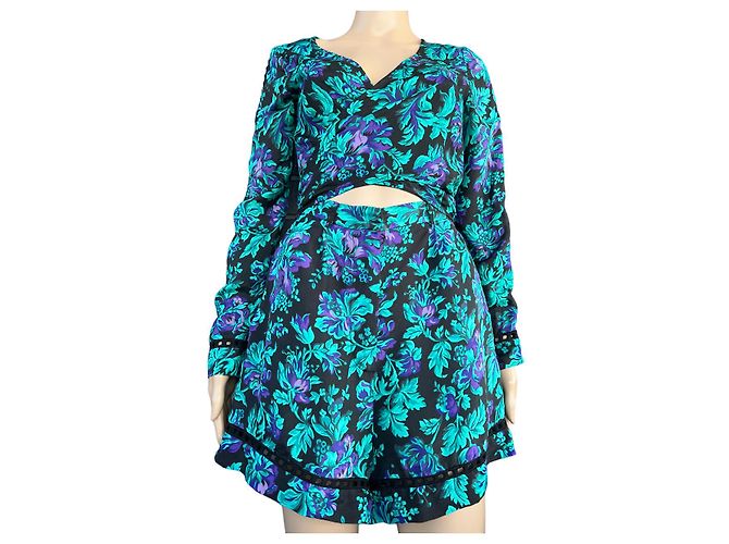 Mono Zimmermann de seda negro con estampado floral Azul - vista 2