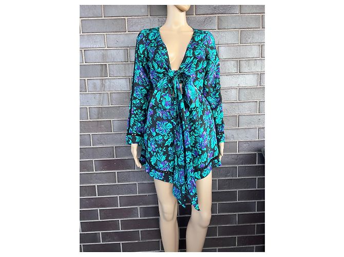 Mono Zimmermann de seda negro con estampado floral Azul - vista 3