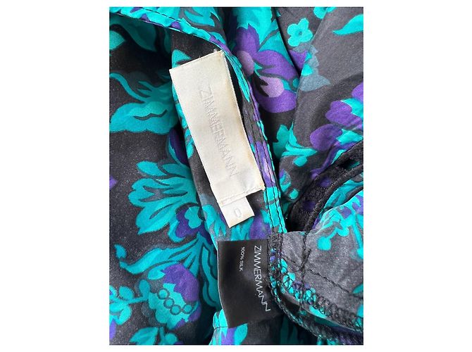 Mono Zimmermann de seda negro con estampado floral Azul - vista 4