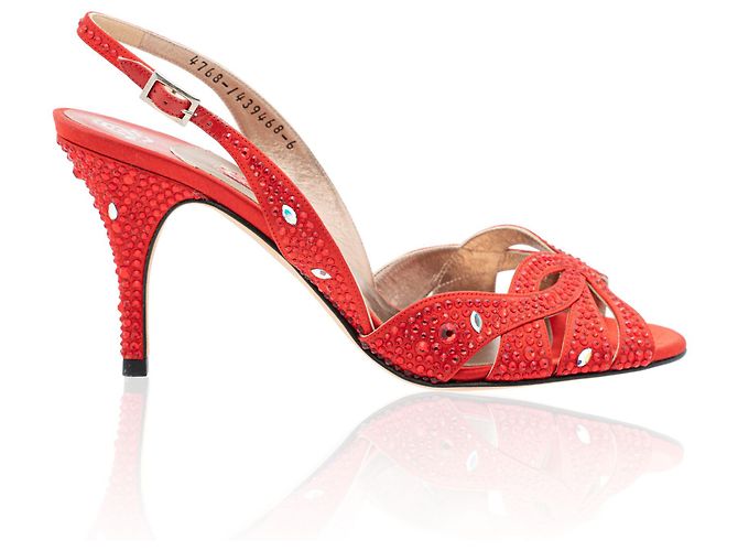 Gina Red Crystal Embellished Slingback Sandals - view 2