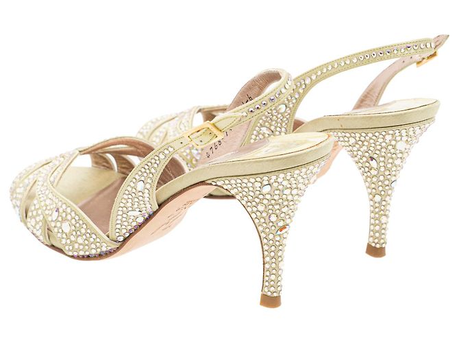 Gina Light Green Crystal Embellished Slingback Sandals - view 4