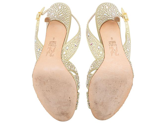 Gina Light Green Crystal Embellished Slingback Sandals - view 5