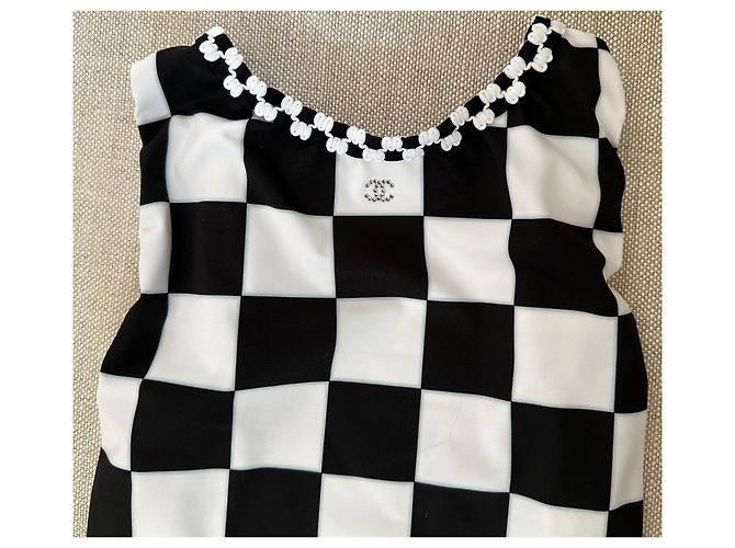 Chanel Runway Einteiliger karierter Badeanzug Schwarz - Ansicht 6