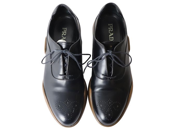Richelieu Prada Platform en Cuir Noir - vue 5