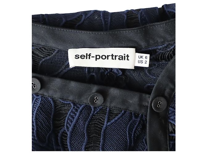 Self portrait Asymmetrisches Rüschenoberteil von Self-Portrait aus marineblauem Polyester - Ansicht 4