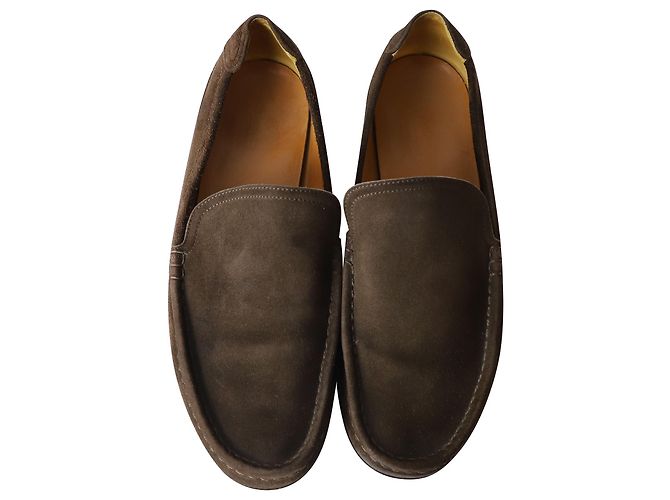 Hermès Mocassini classici Hermes in camoscio marrone - vista 5