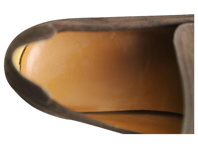 Hermès Mocassini classici Hermes in camoscio marrone - vista 9