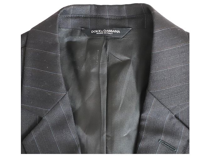 Dolce & Gabbana Blazer Classico Gessato in Lana Nera Nero - vista 3