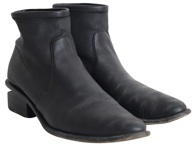 Alexander Wang Kori Stretch Ankle Boots in Black Leather - view 3
