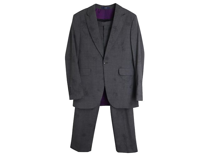 Conjunto de blazer e calça com estampa barroca Kenzo em lã cinza - vista 12