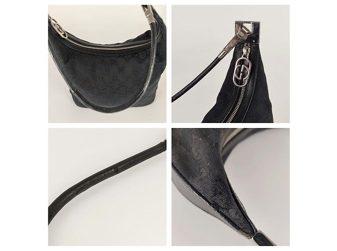 Gucci borsa a spalla in tela monogramma nera Nero - vista 6