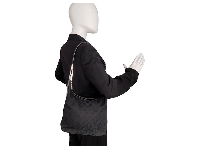 Gucci borsa a spalla in tela monogramma nera Nero - vista 8