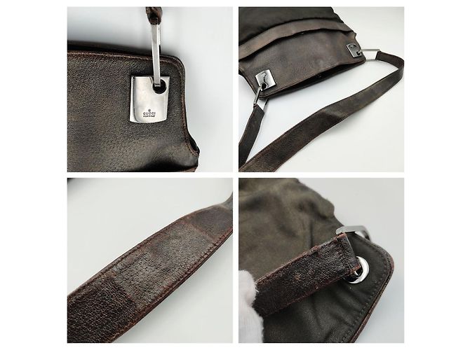 Gucci borsa a tracolla in nylon e pelle Marrone scuro - vista 4