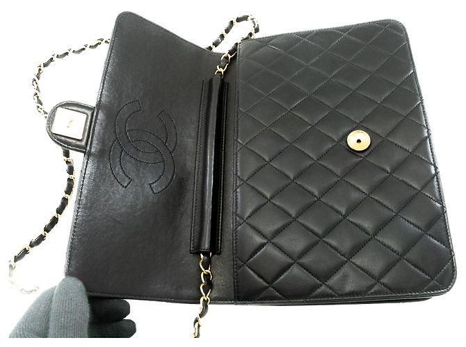 CHANEL Chain Shoulder Bag Clutch Schwarze gesteppte Lammfell-Geldbörse - Ansicht 11