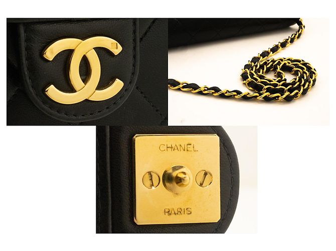 CHANEL Chain Shoulder Bag Clutch Schwarze gesteppte Lammfell-Geldbörse - Ansicht 7