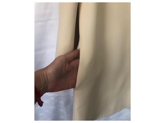 Vestido Valentino de lã e seda creme Cru - vista 5