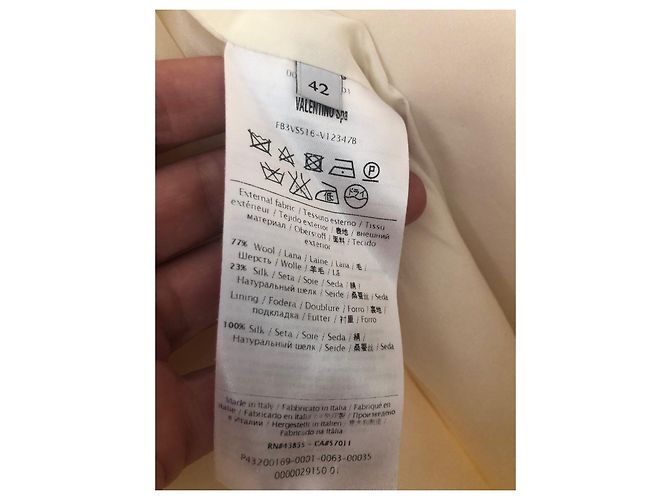 Vestido Valentino de lã e seda creme Cru - vista 7