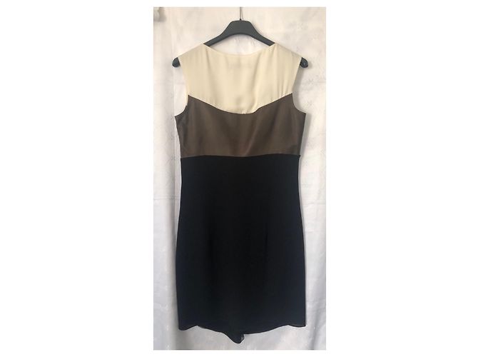 Dsquared2 Seidenkleid mit Lederroete braun schwarz beige - Ansicht 4