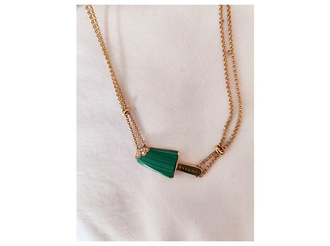 Collana Bulgari Gelato oro rosa diamanti e malachite D'oro - vista 4