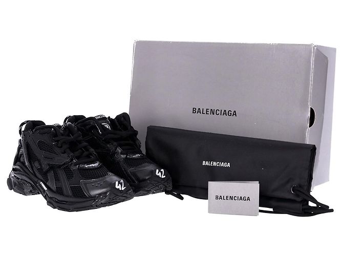 Balenciaga Runner Sneakers in Black Polyurethane - view 16