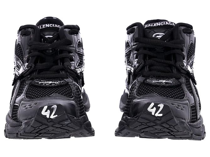Balenciaga Runner Sneakers in Black Polyurethane - view 2