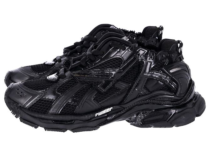 Balenciaga Runner Sneakers in Black Polyurethane - view 3
