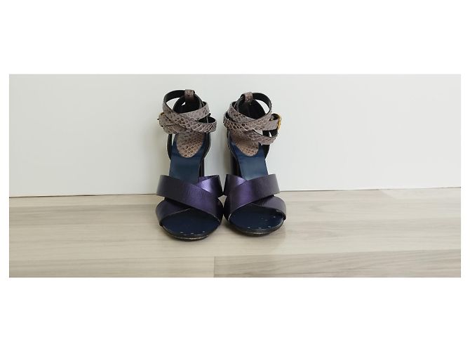 Sandali Gucci in pelle e pitone viola Porpora - vista 2