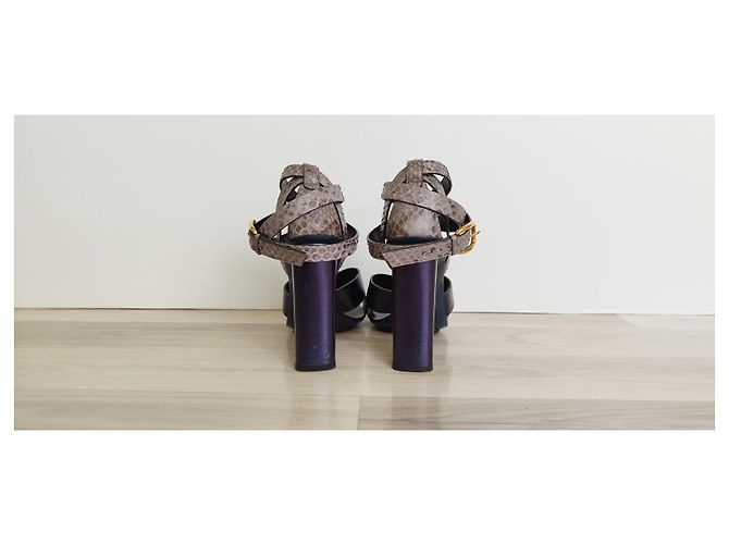 Sandali Gucci in pelle e pitone viola Porpora - vista 3