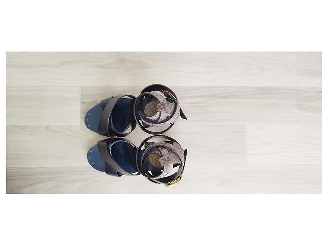 Sandali Gucci in pelle e pitone viola Porpora - vista 4