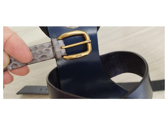 Sandali Gucci in pelle e pitone viola Porpora - vista 8