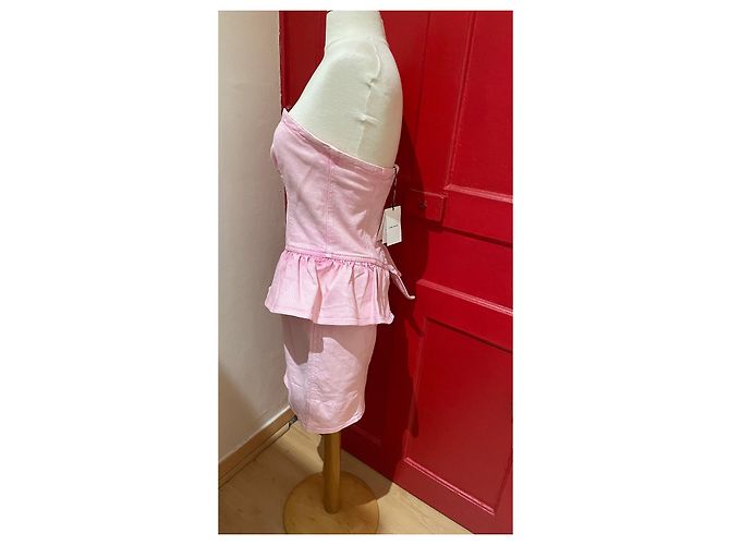 Vestido strapless rosa Isabel Marant de algodón - vista 2
