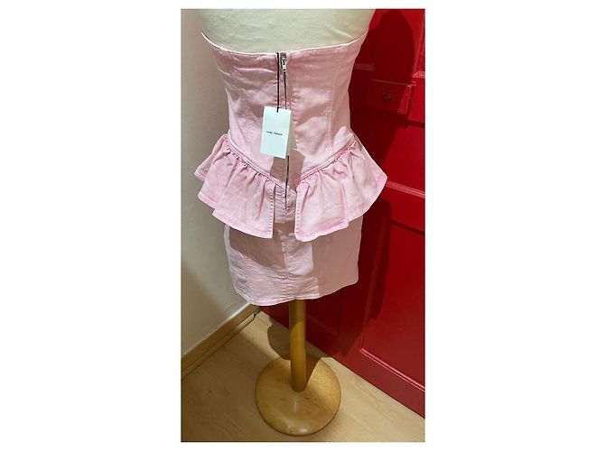 Vestido strapless rosa Isabel Marant de algodón - vista 3