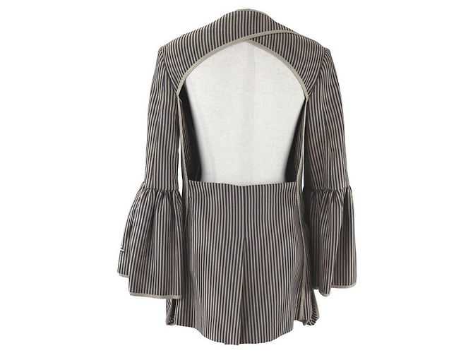 Fendi-Runway-Jacke mit gestreiften Bändern Beige Marineblau - Ansicht 10