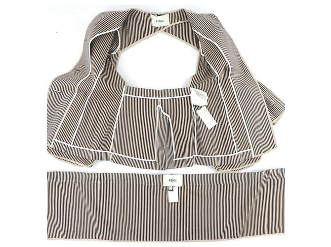 Fendi-Runway-Jacke mit gestreiften Bändern Beige Marineblau - Ansicht 12