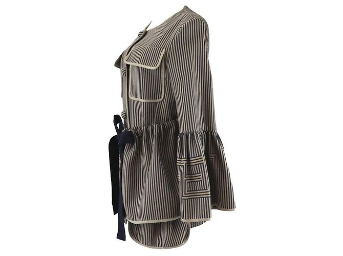 Fendi-Runway-Jacke mit gestreiften Bändern Beige Marineblau - Ansicht 4