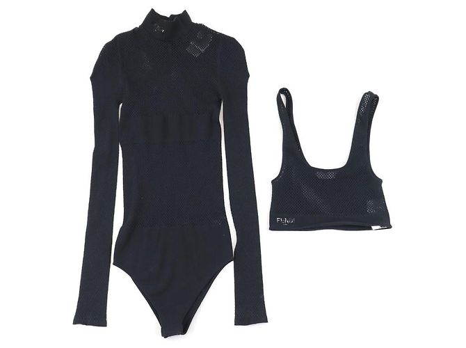 Fendi Mesh-Bodysuit-Tanktop Schwarz - Ansicht 3