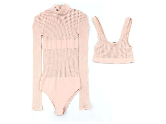 Fendi Mesh-Bodysuit-Tanktop Pink - Ansicht 3
