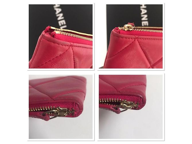 Chanel Pochette 19 in pelle di agnello rosa - vista 10