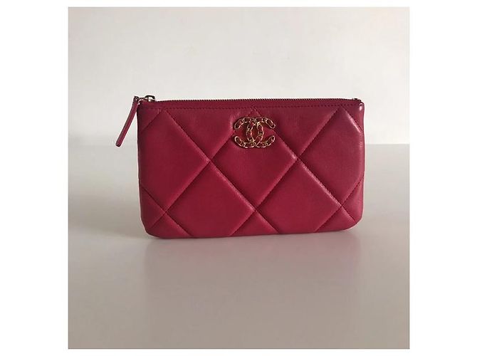 Chanel Pochette 19 in pelle di agnello rosa - vista 13