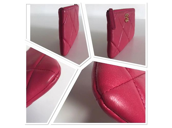 Chanel Pochette 19 in pelle di agnello rosa - vista 4